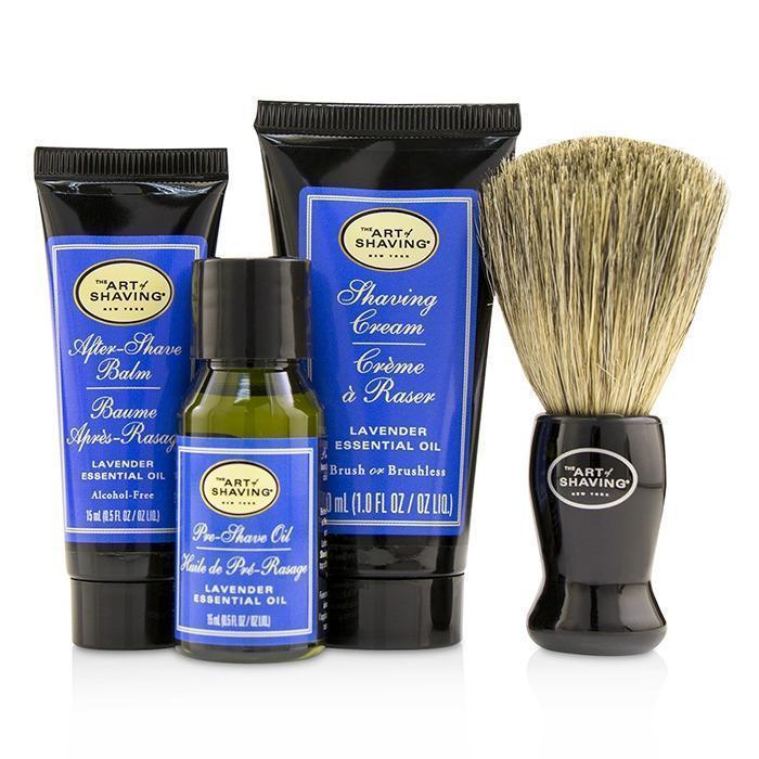 Starter Kit - Lavender: Pre Shave Oil + Shaving Cream + After Shave Balm + Brush + Bag - 4pcs + 1 Bag-Men's Skin-JadeMoghul Inc.