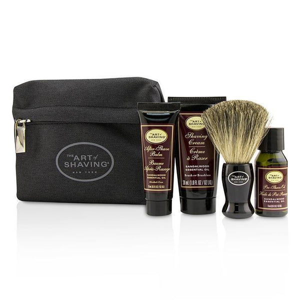 Starter Kit - Sandalwood: Pre Shave Oil + Shaving Cream + After Shave Balm + Brush + Bag - 4pcs + 1Bag-Men's Skin-JadeMoghul Inc.