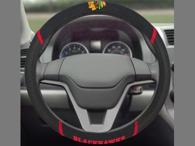 Steering Wheel Cover Custom Size Rugs NHL Chicago Blackhawks Steering Wheel Cover 15"x15" FANMATS