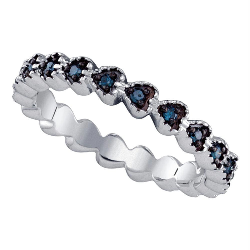 Sterling Silver G&D Sterling Silver Black Color Enhanced Diamond Heart Near-Eternity Wedding Anniversary Band Ring 1/5 Cttw - FREE Shipping (US/CAN) JadeMoghul