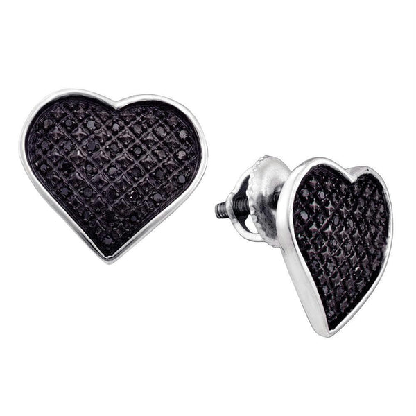 Sterling Silver G&D Sterling Silver Black Color Enhanced Diamond Women's Heart Cluster Screwback Stud Earrings 1-4 Cttw - FREE Shipping (USA/CAN) JadeMoghul