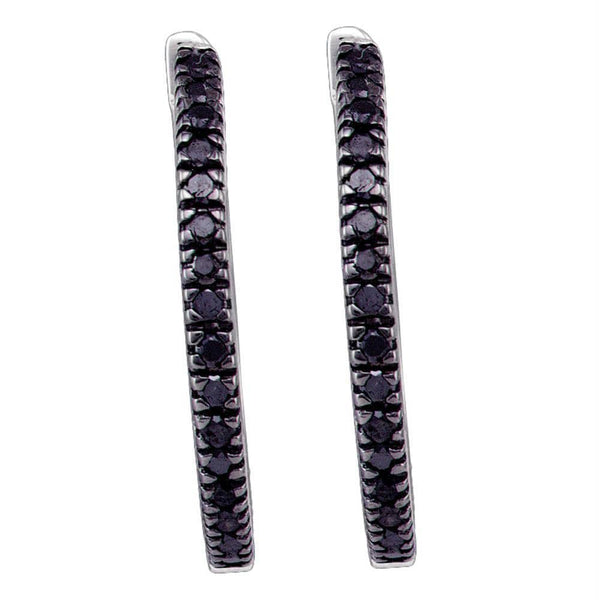 Sterling Silver G&D Sterling Silver Black Color Enhanced Diamond Women's Pave-set Polished Hoop Earrings 1-2 Cttw - FREE Shipping (USA/CAN) JadeMoghul