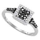 Sterling Silver G&D Sterling Silver Black Color Enhanced Round Diamond Women's Square Halo Cluster Ring 1/3 Cttw - FREE Shipping (USA/CAN) JadeMoghul