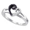 Sterling Silver G&D Sterling Silver Black Color Enhanced White Diamond Heart Love Ring 1/6 Cttw - FREE Shipping (US/CAN) Size 6 JadeMoghul