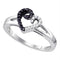 Sterling Silver G&D Sterling Silver Black Color Enhanced White Diamond Heart Love Ring 1/6 Cttw - FREE Shipping (US/CAN) Size 8 JadeMoghul