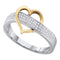 Sterling Silver G&D Sterling Silver Two-tone Women's Round Diamond Heart Fashion Band Ring 1-6 Cttw - FREE Shipping (US/CAN) JadeMoghul
