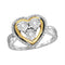Sterling Silver G&D Sterling Silver Two-Tone Women's Round Diamond Heart Ring 1/10 Cttw - FREE Shipping (US/CAN) JadeMoghul