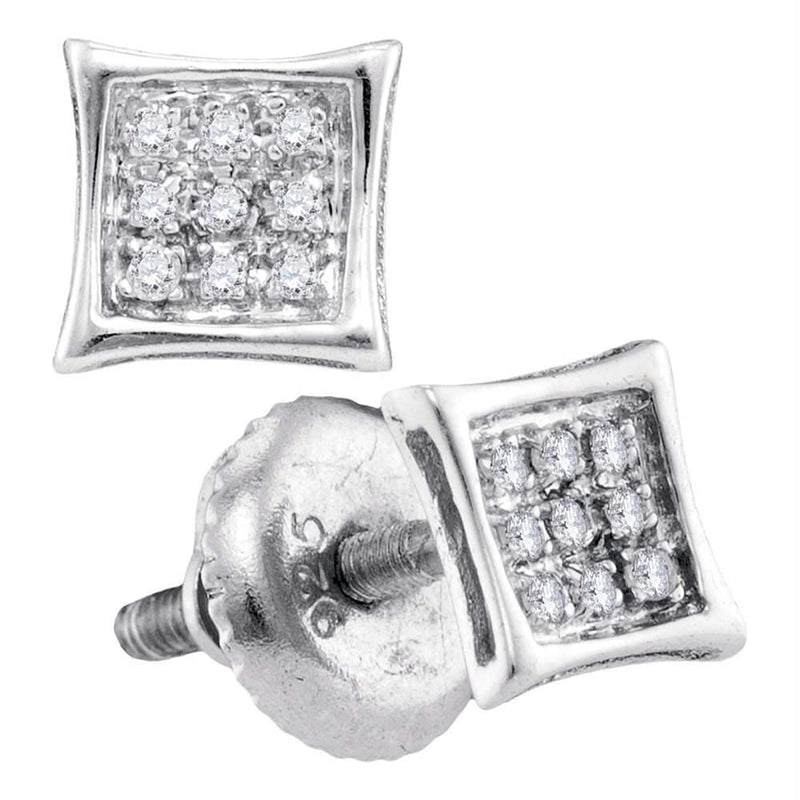 Sterling Silver G&D Sterling Silver Unisex Round Diamond Kite Cluster Stud Earrings 1-20 Cttw - FREE Shipping (USA/CAN) JadeMoghul