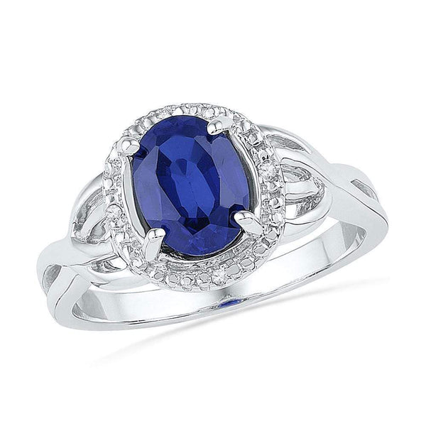 Sterling Silver G&D Sterling Silver Women's Oval Lab-Created Blue Sapphire Solitaire Ring 1-5/8 Cttw - FREE Shipping (US/CAN) JadeMoghul