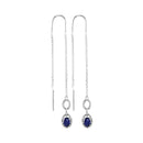 Sterling Silver G&D Sterling Silver Women's Oval Lab-Created Blue Sapphire Threader Earrings 1-1-10 Cttw - FREE Shipping (US/CAN) JadeMoghul