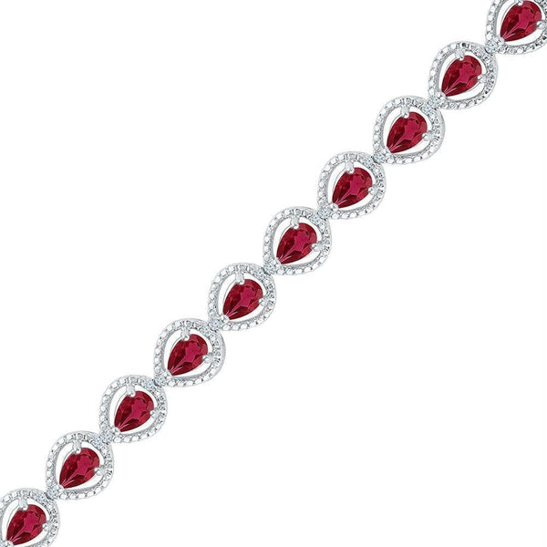 Sterling Silver G&D Sterling Silver Women's Oval Lab-Created Ruby Tennis Bracelet 5-7-8 Cttw - FREE Shipping (US/CAN) JadeMoghul