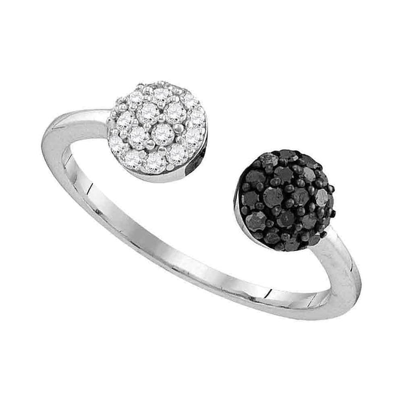 Sterling Silver G&D Sterling Silver Women's Round Black Color Enhanced Diamond Bisected Cluster Band Ring 1/3 Cttw - FREE Shipping (US/CAN) JadeMoghul