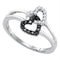 Sterling Silver G&D Sterling Silver Women's Round Black Color Enhanced Diamond Double Heart Ring 1/6 Cttw - FREE Shipping (US/CAN) JadeMoghul
