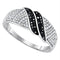 Sterling Silver G&D Sterling Silver Women's Round Black Color Enhanced Diamond Double Row Crossover Band 1-6 Cttw - FREE Shipping (US/CAN) JadeMoghul