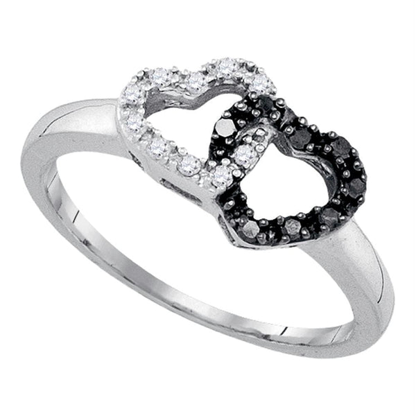 Sterling Silver G&D Sterling Silver Women's Round Black Color Enhanced Diamond Heart Love Ring 1/6 Cttw - FREE Shipping (US/CAN) JadeMoghul
