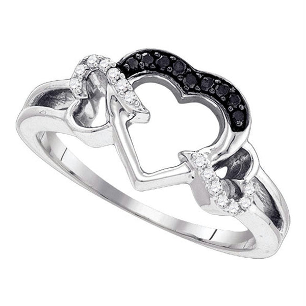 Sterling Silver G&D Sterling Silver Women's Round Black Color Enhanced Diamond Heart Love Ring 1/8 Cttw - FREE Shipping (US/CAN) JadeMoghul