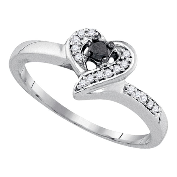 Sterling Silver G&D Sterling Silver Women's Round Black Color Enhanced Diamond Heart Ring 1-8 Cttw - FREE Shipping (US/CAN) JadeMoghul
