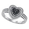 Sterling Silver G&D Sterling Silver Women's Round Black Color Enhanced Diamond Milgrain Heart Cluster Ring 1/4 Cttw - FREE Shipping (US/CAN) JadeMoghul