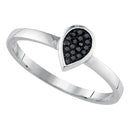 Sterling Silver G&D Sterling Silver Women's Round Black Color Enhanced Diamond Teardrop Cluster Ring 1/20 Cttw - FREE Shipping (US/CAN) JadeMoghul