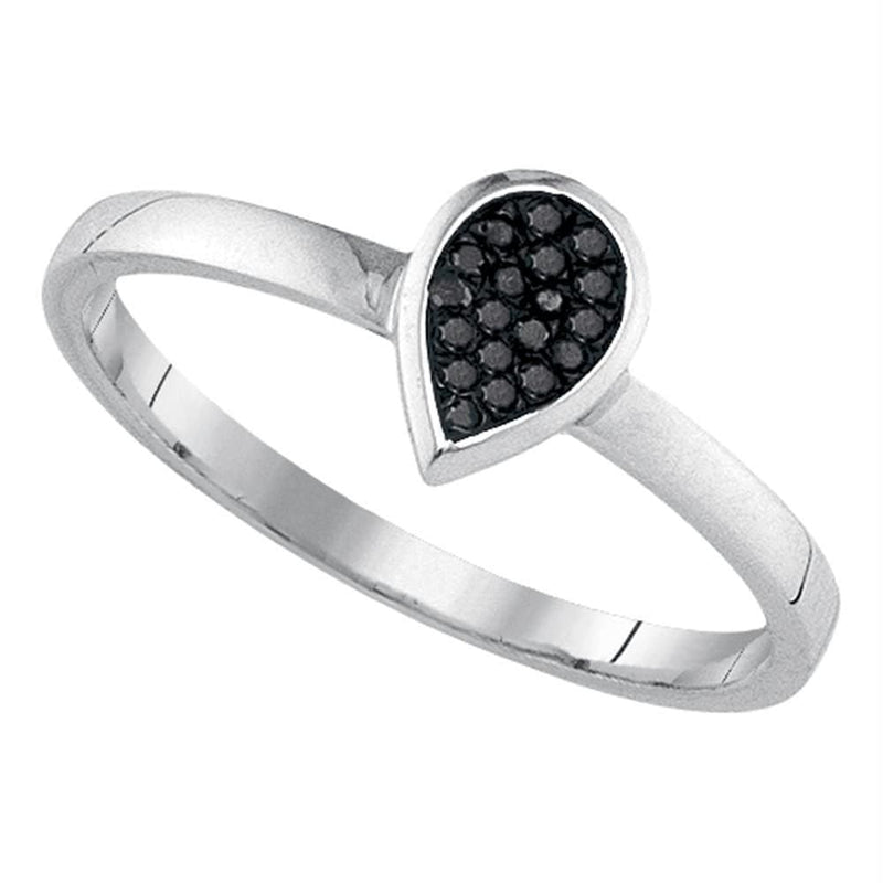 Sterling Silver G&D Sterling Silver Women's Round Black Color Enhanced Diamond Teardrop Cluster Ring 1/20 Cttw - FREE Shipping (US/CAN) JadeMoghul