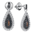 Sterling Silver G&D Sterling Silver Women's Round Black Color Enhanced Diamond Teardrop Dangle Earrings 1-3 Cttw - FREE Shipping (US/CAN) JadeMoghul