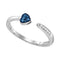Sterling Silver G&D Sterling Silver Women's Round Blue Color Enhanced Diamond Bisected Heart Band 1/20 Cttw - FREE Shipping (US/CAN) JadeMoghul