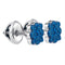 Sterling Silver G&D Sterling Silver Women's Round Blue Color Enhanced Diamond Cluster Screwback Stud Earrings 1-20 Cttw - FREE Shipping (USA/CAN) JadeMoghul