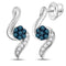 Sterling Silver G&D Sterling Silver Women's Round Blue Color Enhanced Diamond Cluster Stud Earrings 1-5 Cttw - FREE Shipping (USA/CAN) JadeMoghul