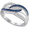 Sterling Silver G&D Sterling Silver Women's Round Blue Color Enhanced Diamond Crossover Strand Band 1-8 Cttw - FREE Shipping (US/CAN) JadeMoghul