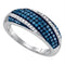 Sterling Silver G&D Sterling Silver Women's Round Blue Color Enhanced Diamond Diagonal Stripe Band 3-8 Cttw - FREE Shipping (US/CAN) JadeMoghul
