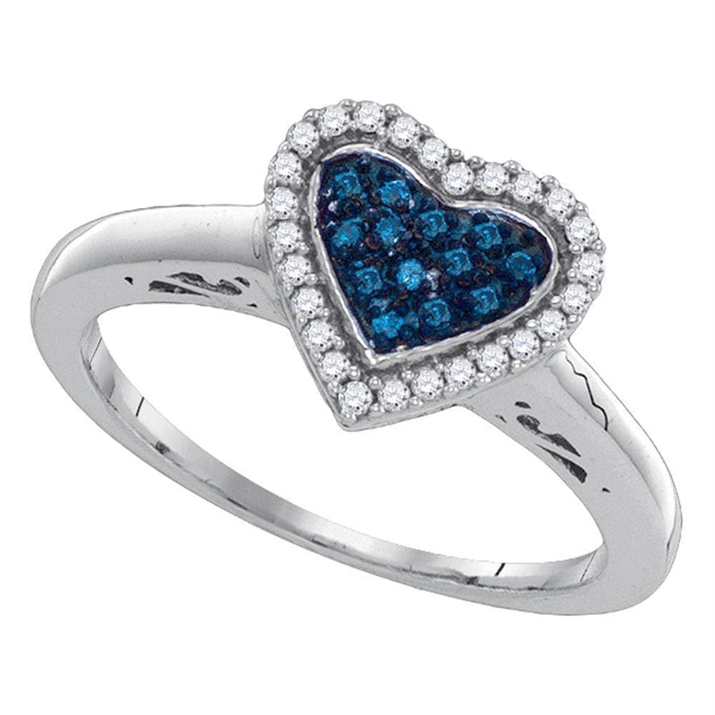 Sterling Silver G&D Sterling Silver Women's Round Blue Color Enhanced Diamond Heart Love Ring 1/5 Cttw - FREE Shipping (US/CAN) JadeMoghul
