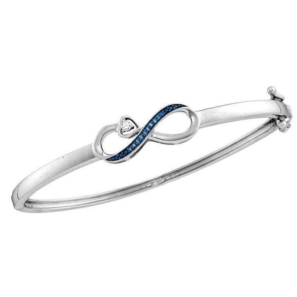 Sterling Silver G&D Sterling Silver Women's Round Blue Color Enhanced Diamond Infinity Bangle Bracelet 1-20 Cttw - FREE Shipping (US/CAN) JadeMoghul