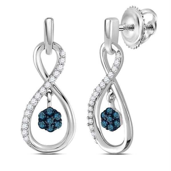 Sterling Silver G&D Sterling Silver Women's Round Blue Color Enhanced Diamond Infinity Dangle Earrings 1-4 Cttw - FREE Shipping (USA/CAN) JadeMoghul