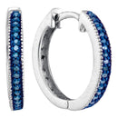 Sterling Silver G&D Sterling Silver Women's Round Blue Color Enhanced Diamond Single Row Hoop Earrings 1-10 Cttw - FREE Shipping (USA/CAN) JadeMoghul