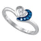 Sterling Silver G&D Sterling Silver Women's Round Blue Color Enhanced Diamond Small Simple Heart Ring 1/8 Cttw - FREE Shipping (US/CAN) JadeMoghul