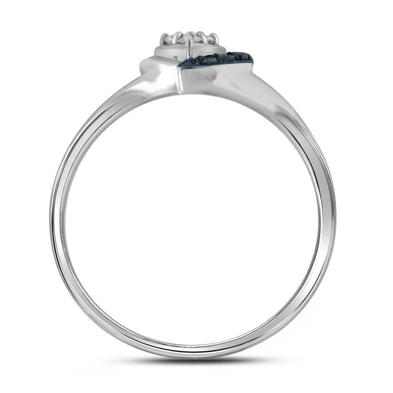 Sterling Silver G&D Sterling Silver Women's Round Blue Color Enhanced Diamond Small Simple Heart Ring 1/8 Cttw - FREE Shipping (US/CAN) JadeMoghul