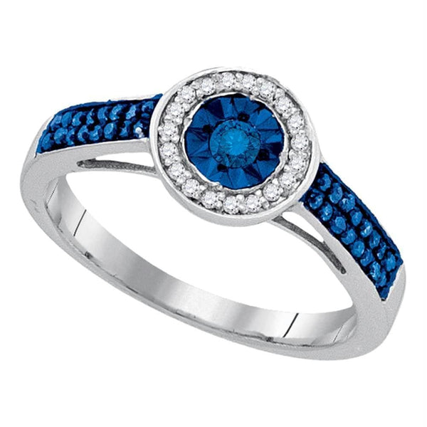 Sterling Silver G&D Sterling Silver Women's Round Blue Color Enhanced Diamond Solitaire Ring 1-4 Cttw - FREE Shipping (US/CAN) JadeMoghul