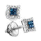 Sterling Silver G&D Sterling Silver Women's Round Blue Color Enhanced Diamond Square Cluster Screwback Earrings 1-10 Cttw - FREE Shipping (USA/CAN) JadeMoghul