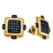 Sterling Silver G&D Sterling Silver Women's Round Blue Color Enhanced Diamond Square Yellow-tone Cluster Earrings 3-8 Cttw - FREE Shipping (USA/CAN) JadeMoghul