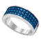 Sterling Silver G&D Sterling Silver Women's Round Blue Color Enhanced Diamond Triple Row Band Ring 5/8 Cttw - FREE Shipping (US/CAN) JadeMoghul