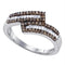 Sterling Silver G&D Sterling Silver Women's Round Cognac-brown Color Enhanced Diamond Bypass Band Ring 1-2 Cttw - FREE Shipping (US/CAN) JadeMoghul
