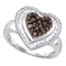 Sterling Silver G&D Sterling Silver Women's Round Cognac-brown Color Enhanced Diamond Heart Cluster Ring 3/4 Cttw - FREE Shipping (US/CAN) JadeMoghul