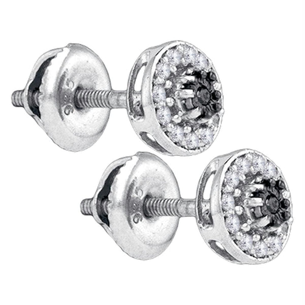 Sterling Silver G&D Sterling Silver Women's Round Color Enhanced Black Diamond Stud Earrings 1-6 Cttw - FREE Shipping (US/CAN) JadeMoghul