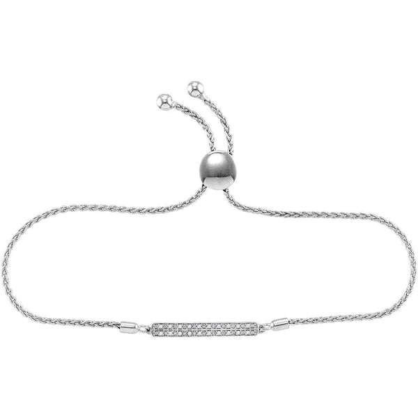 Sterling Silver G&D Sterling Silver Women's Round Diamond-accented Bar Bolo Adjustable Bracelet 1-10 Cttw - FREE Shipping (US/CAN) JadeMoghul