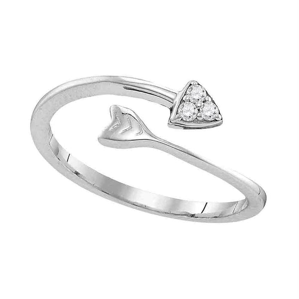 Sterling Silver G&D Sterling Silver Women's Round Diamond Bisected Arrow Band Ring 1/20 Cttw - FREE Shipping (US/CAN) JadeMoghul