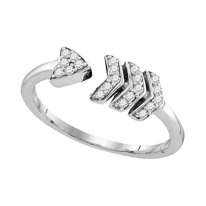 Sterling Silver G&D Sterling Silver Women's Round Diamond Bisected Arrow Band Ring 1/6 Cttw - FREE Shipping (US/CAN) JadeMoghul