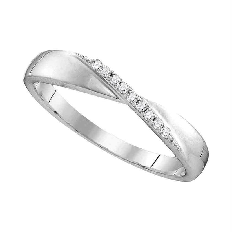 Sterling Silver G&D Sterling Silver Women's Round Diamond Crossover Single Row Band 1/20 Cttw - FREE Shipping (US/CAN) JadeMoghul