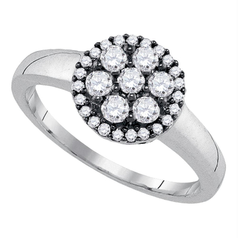 Sterling Silver G&D Sterling Silver Women's Round Diamond Flower Cluster Ring 1/2 Cttw - FREE Shipping (USA/CAN) JadeMoghul