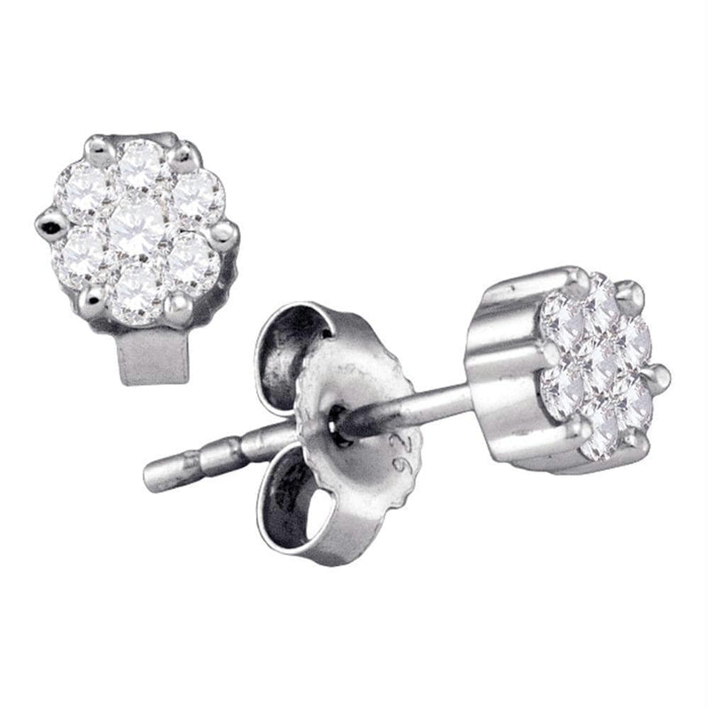 Sterling Silver G&D Sterling Silver Women's Round Diamond Flower Cluster Stud Earrings 1-6 Cttw - FREE Shipping (US/CAN) JadeMoghul