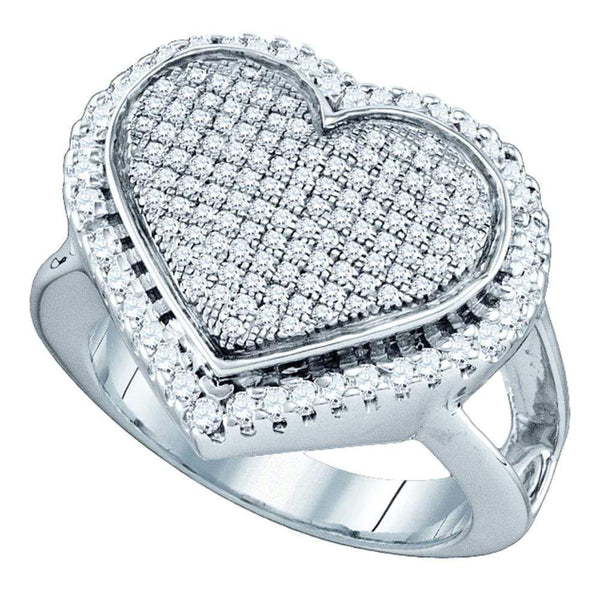 Sterling Silver G&D Sterling Silver Women's Round Diamond Heart Cluster Ring 3/4 Cttw - FREE Shipping (US/CAN) JadeMoghul